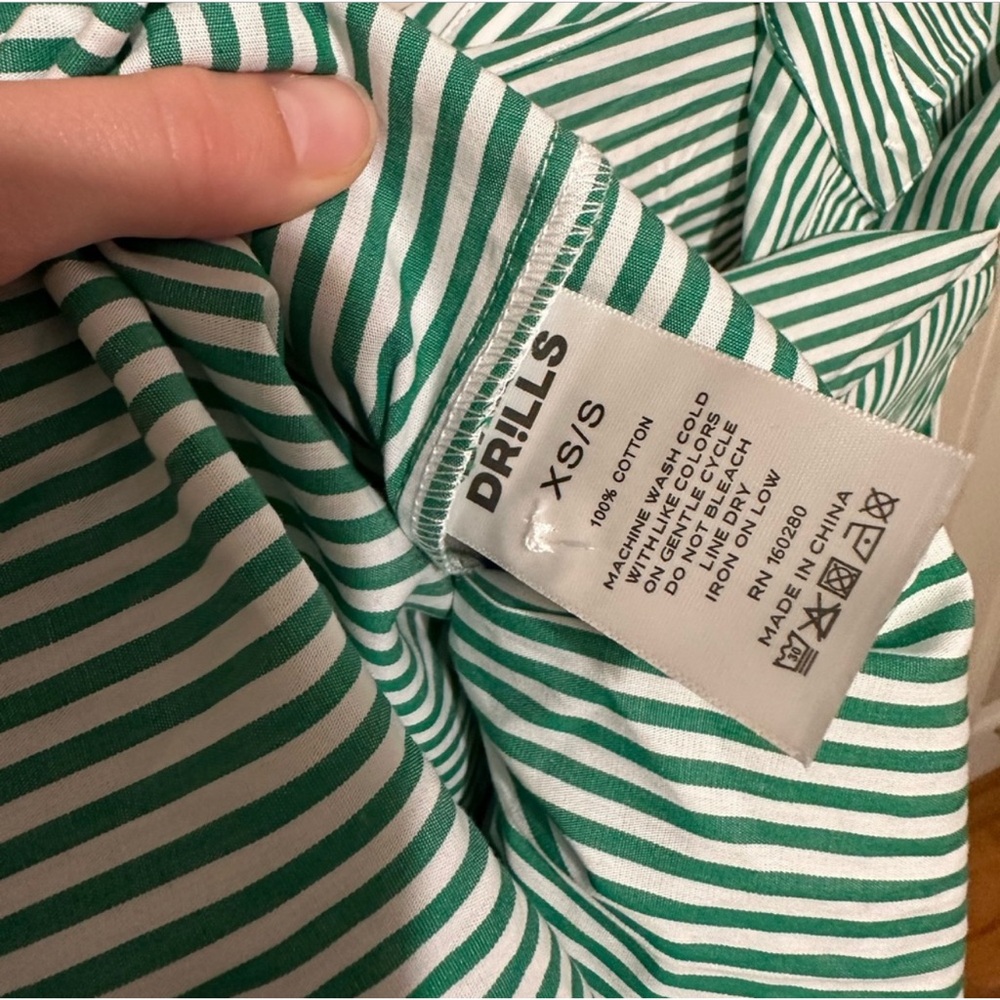 Daily Drills Oversized Button Down Green Stripe XS/S NWT - Picture 7 of 12